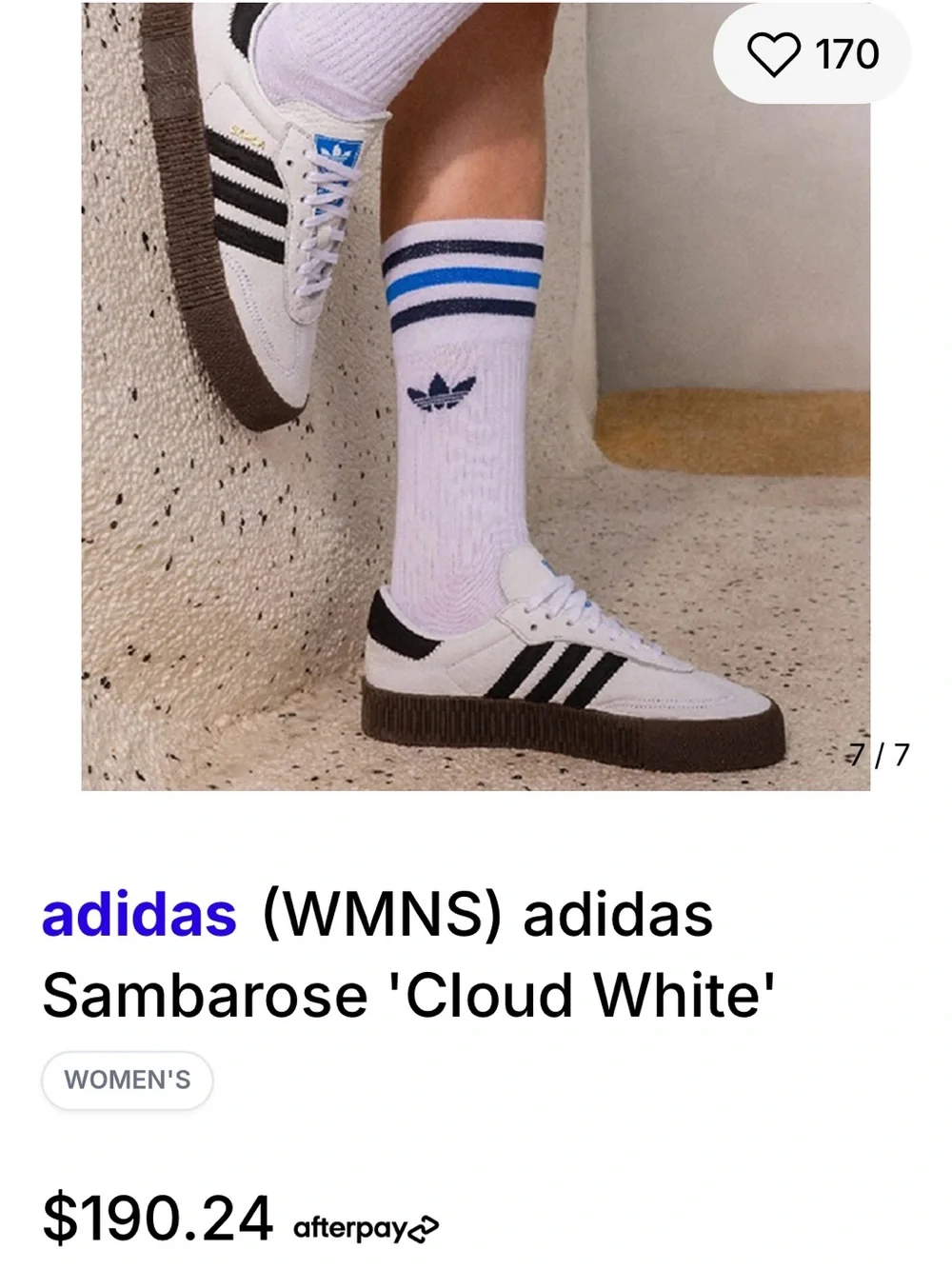 ADIDAS SAMBAROSE /White, Black & Brown Low-Profile Sneakers